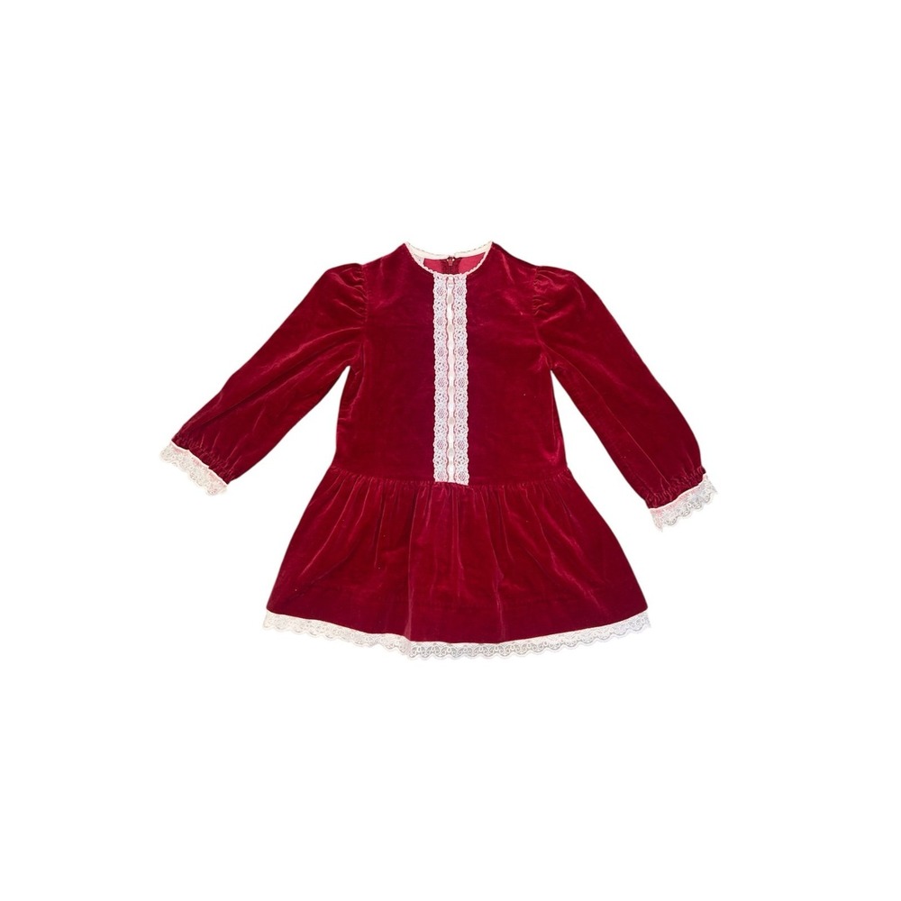 Vintage JCPENNEY SIZE 6 Dress Girls Vintage Red Lace Dress 90s